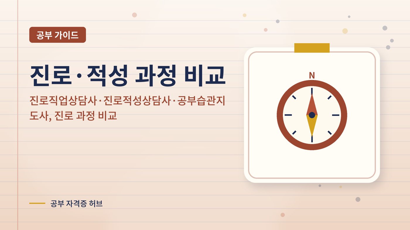 진로직업상담사·진로적성상담사·공부습관지도사, 진로 과정 비교 대표 그림